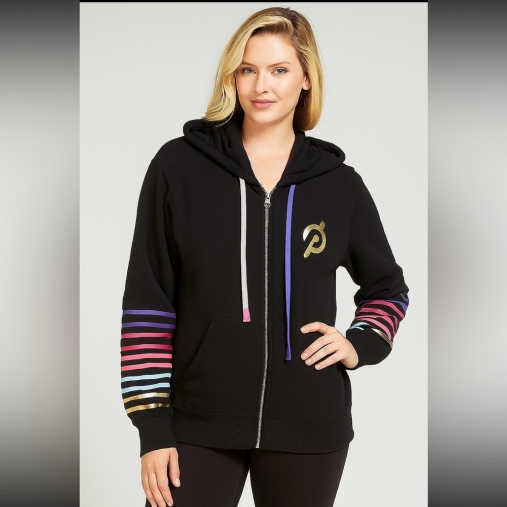 Peloton x Spiritual Gangster Women’s Rainbow Restore full zip black hoodie